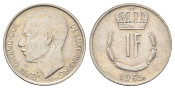 Люксембург 1 франк 1965 Великий герцог Жан (1964-2000) KM 55 медно-никель 4702-657