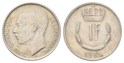 Люксембург 1 франк 1965 Великий герцог Жан (1964-2000) KM 55 медно-никель 4702-657