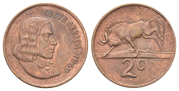 ЮАР 2 цента 1969 Ян ван Рибек (1619-1677), South Africa, легенда на английском, антилопа KM 66.1 бронза 4695-1034