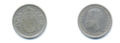 ИСПАНИЯ 5 ПЕСЕТ 1978 KM 807 медно-никель 54-1715