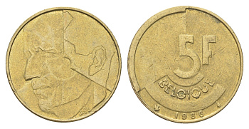 Бельгия 5 франков 1986 Belgique, Бодуэн I (1951-1993) KM 163 медь алюминий никель 4706-222