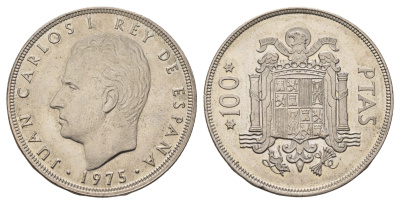 Испания 100 песет 1975 (76) M, Хуан Карлос I (1975-2014) KM 810 медно-никель UNC 4367-932