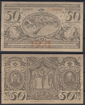 Обераммергау 50 пфеннигов 1921 Mehl Grabowski 992.6-2/3 бумага UNC (пресс) 8613-23-3-1