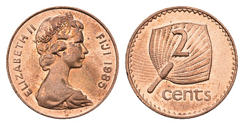 Фиджи 2 цента 1985 KM 28 бронза UNC 4687-1145