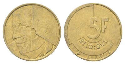 Бельгия 5 франков 1986 Belgique, Бодуэн I (1951-1993) KM 163 медь алюминий никель 4706-153