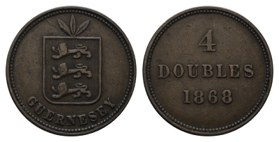 Гернси 4 дабла (дубля) 1868 KM 5 бронза 4122-1116