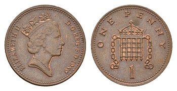 Великобритания 1 пенни 1989 Елизавета II (1952-2022) KM 935, Spink 4381 (B3) бронза 4696-759