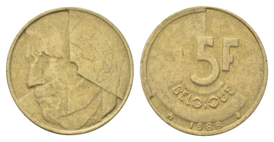 Бельгия 5 франков 1988 Belgique, Бодуэн I (1951-1993) KM 163 медь алюминий никель 4706-232