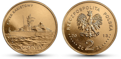 Польша 2 злотых 2013 MW, серия суда польского флота, ракетный катер "Гдыня" KM 848 нордик  UNC  M86-17