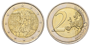Франция 2 евро 2019 30 лет падению Берлинской стены KM 2559 биметалл UNC 4695-152