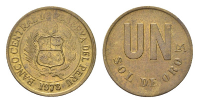 Перу 1 соль 1978 KM 266.2 латунь UNC 4705-1021