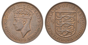 Джерси 1/12 шиллинга 1947 Георг VI (1936-1952) KM 18 бронза 4692-935
