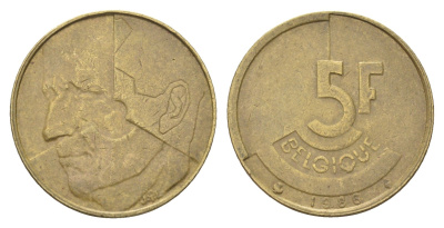 Бельгия 5 франков 1986 Belgique, Бодуэн I (1951-1993) KM 163 медь алюминий никель 4706-221