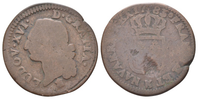 Франция 1 соль 1783 Людовик XVI (1774-1792) KM 578 медь 109-613