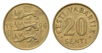 Эстония 20 сентов 1996 KM 23 латунь 4694-1243