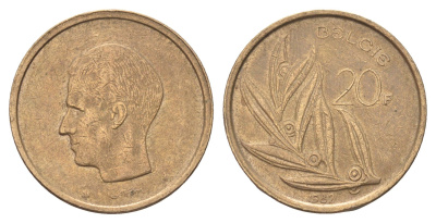 Бельгия 20 франков 1982 Belgie, Бодуэн I (1951-1993) KM 160 никель латунь 4704-1256