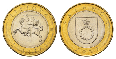 Литва 2 лита 2012 Курорты Литвы - Паланга KM 186.1 биметалл UNC 4695-455
