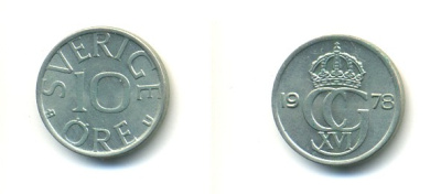 Швеция 10 эре 1978 U Карл XVI Густав (1973- ) KM 850 медно-никель 80-924