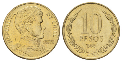Чили 10 песо 1995 KM 228 никель латунь UNC 4689-252