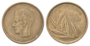 Бельгия 20 франков 1982 Belgique, Бодуэн I (1951-1993) KM 159 никель латунь 4704-1224