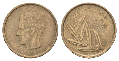 Бельгия 20 франков 1982 Belgique, Бодуэн I (1951-1993) KM 159 никель латунь 4704-1224