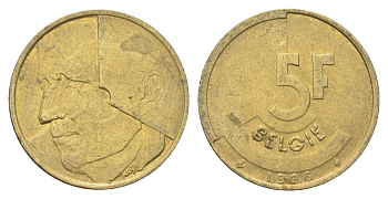 Бельгия 5 франков 1986 Belgie, Бодуэн I (1951-1993) KM 164 медь алюминий никель 4706-251