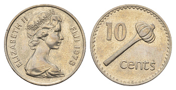 Фиджи 10 центов 1978 Елизавета II (1952-2022), булава KM 30 медно-никель aUNC 4698-1131