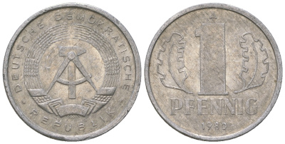 ГДР 1 пфенниг 1980 А KM 8.2 алюминий 4623-353