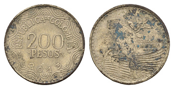 Колумбия 200 песо 2013 KM 297 медь цинк никель 4143-1131