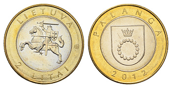 Литва 2 лита 2012 Курорты Литвы - Паланга KM 186.1 биметалл UNC 4695-454