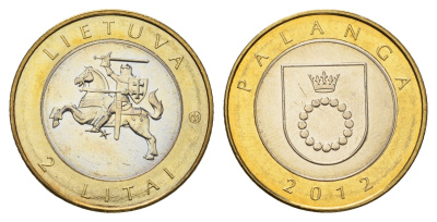 Литва 2 лита 2012 Курорты Литвы - Паланга KM 186.1 биметалл UNC 4695-454
