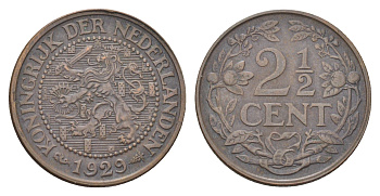 Нидерланды 2 1/2 цента 1929 Вильгельмина (1890-1948) KM 150 бронза 4706-1222
