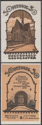 Нойклостер 50 пфеннигов 1922 Grabowski 951.3 бумага UNC (пресс) 8602-17-2-1