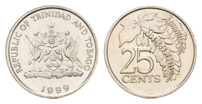 Тринидад и Тобаго 25 центов 1999 KM 32 медно-никель UNC 4689-1224