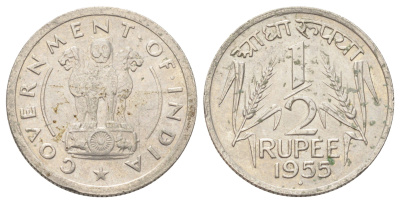Индия 1/2 рупии 1955 KM 6.2 никель 4707-1017