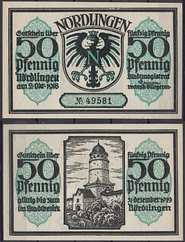 Нердлинген 50 пфеннигов 1921 Mehl Grabowski 978.11-2/5 бумага UNC (пресс) 8613-36-2-1