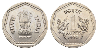 Индия 1 рупия 1985 KM 79.1 медно-никель UNC 4688-1244