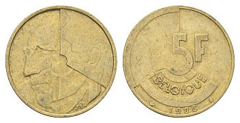 Бельгия 5 франков 1986 Belgique, Бодуэн I (1951-1993) KM 163 медь алюминий никель 4706-142