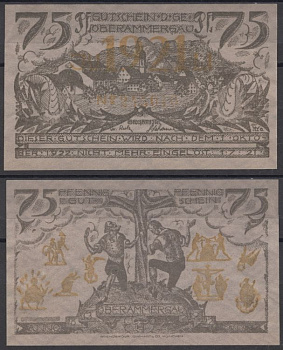 Обераммергау 75 пфеннигов 1921 Mehl Grabowski 992.5-3/3 бумага UNC (пресс) 8613-25-1-2