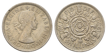 Великобритания 2 шиллинга (флорин) 1966 Елизавета II (1952-2022) KM 906, Spink 4146 медно-никель 4137-312