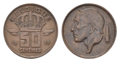 Бельгия 50 сантимов 1979 Belgique, Бодуэн I (1951-1993) KM 148 бронза 4705-228