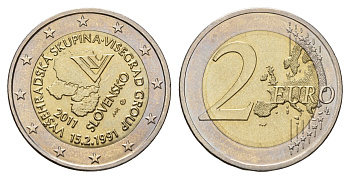 Словакия 2 евро 2011 20 лет формирования Вишеградской группы KM 114 биметалл UNC 4693-1117