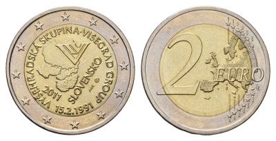 Словакия 2 евро 2011 20 лет формирования Вишеградской группы KM 114 биметалл UNC 4693-1117