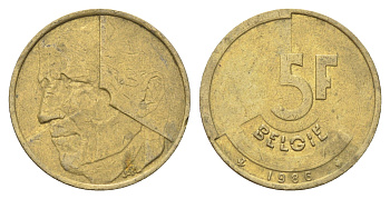 Бельгия 5 франков 1986 Belgie, Бодуэн I (1951-1993) KM 164 медь алюминий никель 4706-314