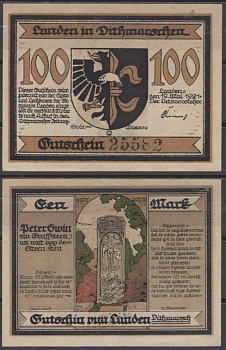 Лунден 100 пфеннигов 1921 бумага UNC (пресс) 8592-5-4-2