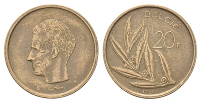 Бельгия 20 франков 1981 Belgie, Бодуэн I (1951-1993) KM 160 никель латунь 4704-1244