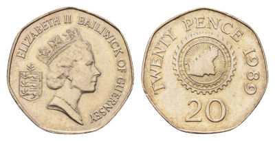 Гернси 20 пенсов 1989 KM 44 медно-никель aUNC 4652-1126