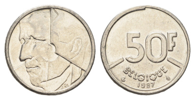 Бельгия 50 франков 1987 Belgique, Бодуэн I (1951-1993) KM 168 никель 4706-113