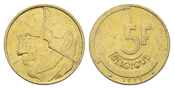 Бельгия 5 франков 1986 Belgique, Бодуэн I (1951-1993) KM 163 медь алюминий никель 4706-147