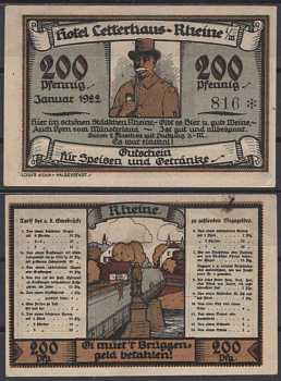 Ветсфалия, отель Letterhaus 200 пфеннигов 1922 бумага aUNC 451-1355-2